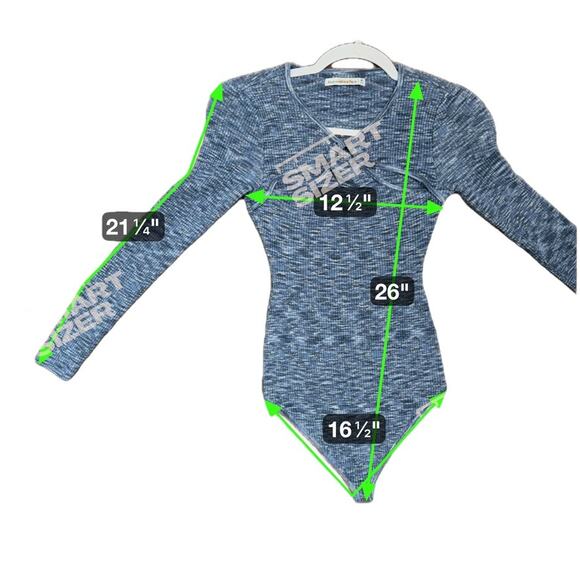 Abercrombie & Fitch O-Ring Cutout Sweater Bodysuit Women M Blue Knit Casual - Picture 6 of 6